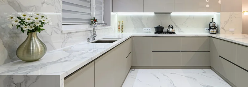 White Marble Kitchen Countertop