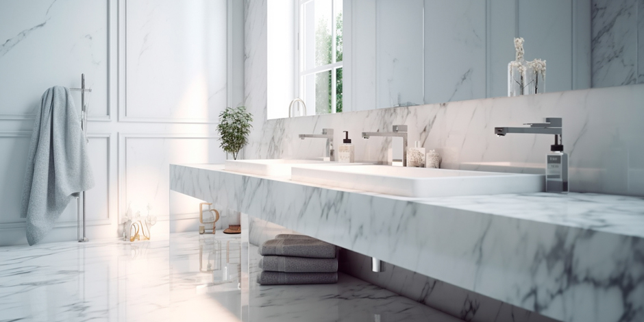 Clean Bathroom Marble Countertops